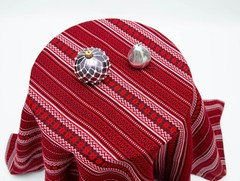 Decorative coverlet: Ukrainian ornament PLAKHTA Red black white Tablecloth