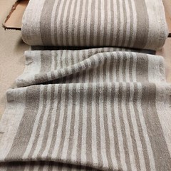100% linen fabric – heavy french belgium flax dense – striped sack weave linen