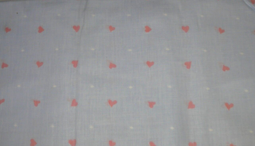 5/6 yard light blue fabric with pink hearts and white dots 31″ x 44″