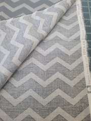 Gray Two Toned Chevron Zig Zag Cotton Fabric By The Yard