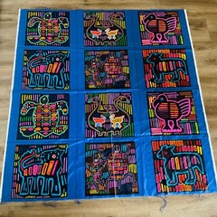 Animal Cut & Sew Fabric Panel AMERICANA Artwork by Pago 12 Squares Blue 47”x44”