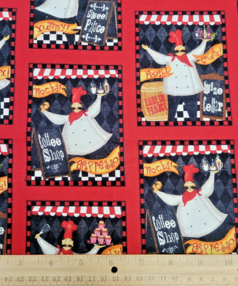 AVQ Chef of All Trades Red and Black Cotton Fabric