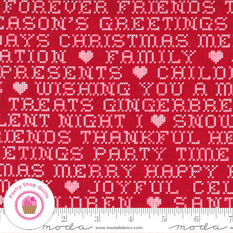 Moda HUSTLE & BUSTLE 30664 16 Red Text BASIC GREY Quilt Fabric Christmas