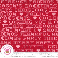 Moda HUSTLE & BUSTLE 30664 16 Red Text BASIC GREY Quilt Fabric Christmas