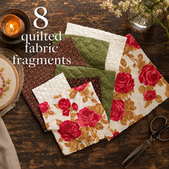 8 Quilted Fabric Fragments, Vintage Quilt Piece Bundle, Slow Stitch Supplies