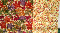 Fabric Red Rooster 2 Pc Leaves of Purple & Russet Berries of Fuchsia Nuts $2.75