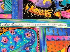 LAUREL BURCH Fabric FELINES & CANINES For CLOTHWORKS Kindred NEW Rare 40 Inches