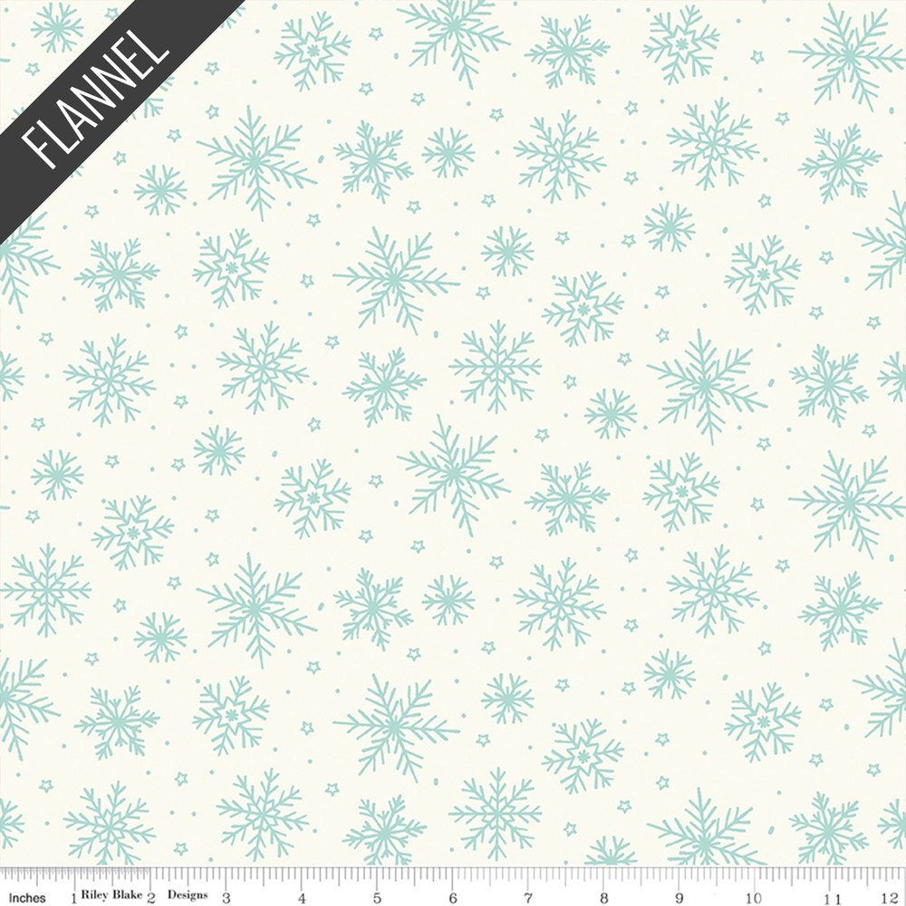 Snowflakes Flannel in White | The North Pole Flannel | Riley Blake