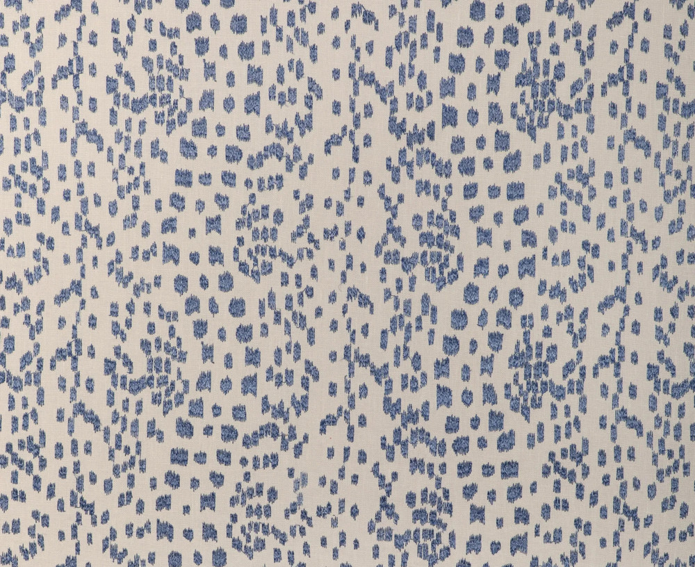 BRUNSCHWIG & FILS CURTAIN FABRIC Les Touches Embroidered 5.3 METRES CATON BLUE