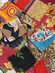Vintage Kantha Scrap Set 20/30/40/50/100 Pcs – Handmade Quilting Cotton Remnants
