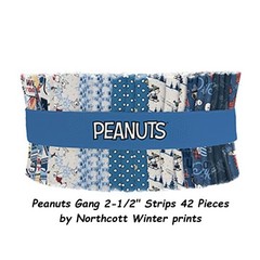 Peanuts Frosty 2-1/2″ Strips cotton quilt fabric Northcott Charlie Brown Snoopy