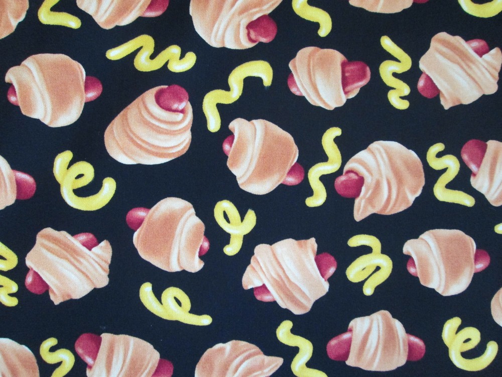 Hot Dogs Wieners French Fries Dog Snacks Food Cotton Fabric FQ
