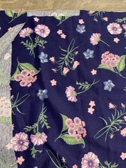 3 Yards Navy Blue Floral Cotton Fabric 20” X 110” Polyester Blend ? Pink Flowers
