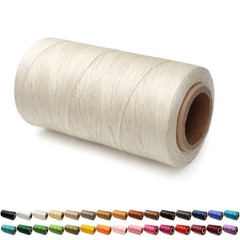 Flat Waxed Thread for Leather Sewing String 210D-1.0mm, Creamy White