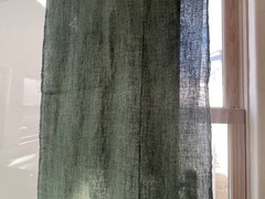 Antique Japanese Kaya Mosquito Net Fabric Plant Dye Indigo Green Boro 14×78″