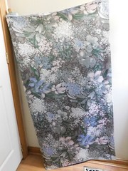 Waterproof Nylon Fabric Gray Teal White Floral Hydrangeas Lilies BTY 54W
