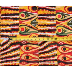 African Print Chiffon Fabric – Yellow, Red, Black, Green “Khemet Pepper”, ~2 Yds