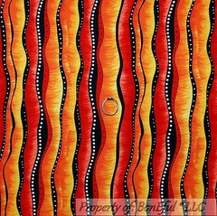 BonEful Fabric FQ Cotton Quilt Black Red Orange Yellow White B&W Dot FIRE Stripe