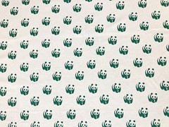 Ivory-Green Pandas 100% Cotton Knit Fabric 56″W By the Yard-CTPR18