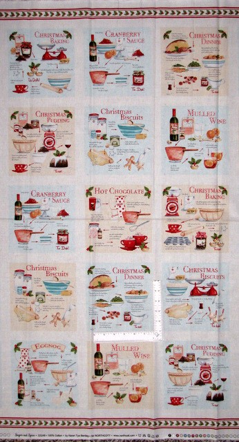 Christmas Kitchen Food Bake Fabric 24″X44″ Panel Sugar & Spice Cotton Northcott