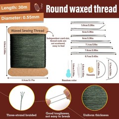 KAQRHFT Repair Sewing Kit, Upholstery Needle and Thread Kit with 32 Green