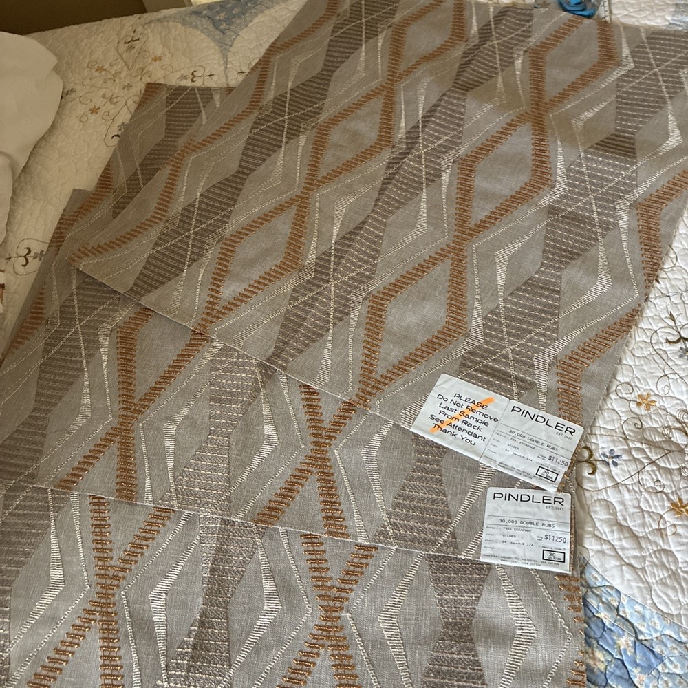 Pindler Fabric Samples ( 3)) GILDED 26 x 26 Embroidered Geometric Designs