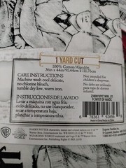 Harry Potter White and Black Print 100% Cotton Fabric One Yard 36in x 44in