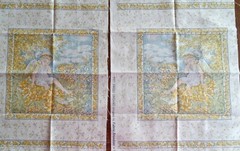 Set of 2 Yellow Fabric Freedom”Sweet Dreams” Angel Cotton Fabric Blocks 6.75″ Sq