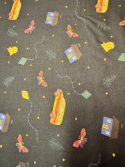 After School Adventures Bus Kite Cat 1 yard 100% Cotton Fabric Free Ship SBB3