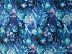 Galaxy Planets Stars Lights Space Blue Purple Colors Cotton Fabric FQ