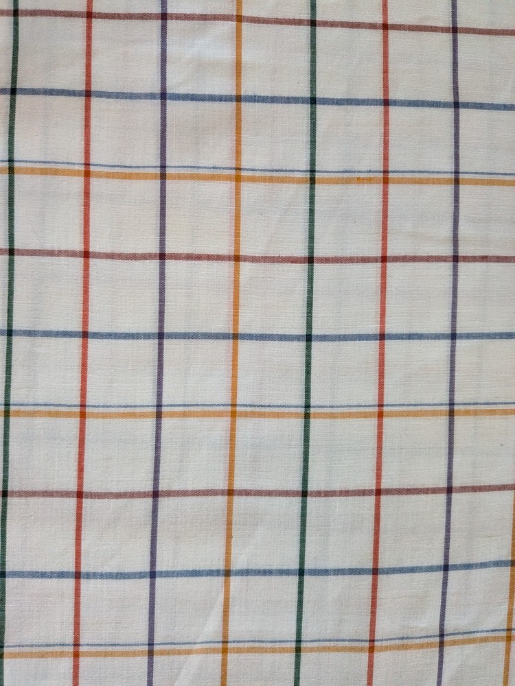 3.5 Yards x 44″ Woven Checked /Plaid Cotton Fabric Green Mustard Red Blue White