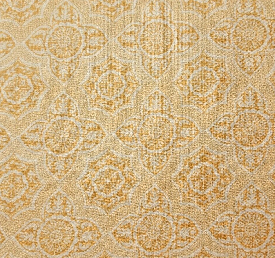A Meadow’s Tale BTY Ana Davis Blend Fabrics Caramel Medallion Damask