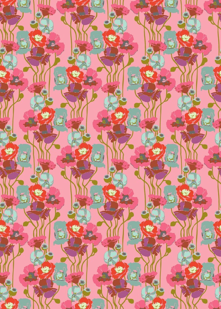 1/2 Yard Fabric – Overdressed | Pouring Poppies – Haze by Anna Maria Textiles