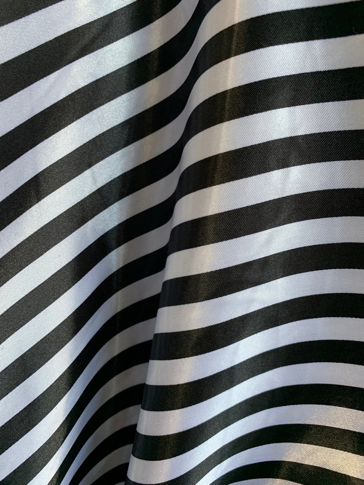 Catalina BLACK & WHITE 1/2″ Stripes Pattern Polyester Light Weight Satin Fabric