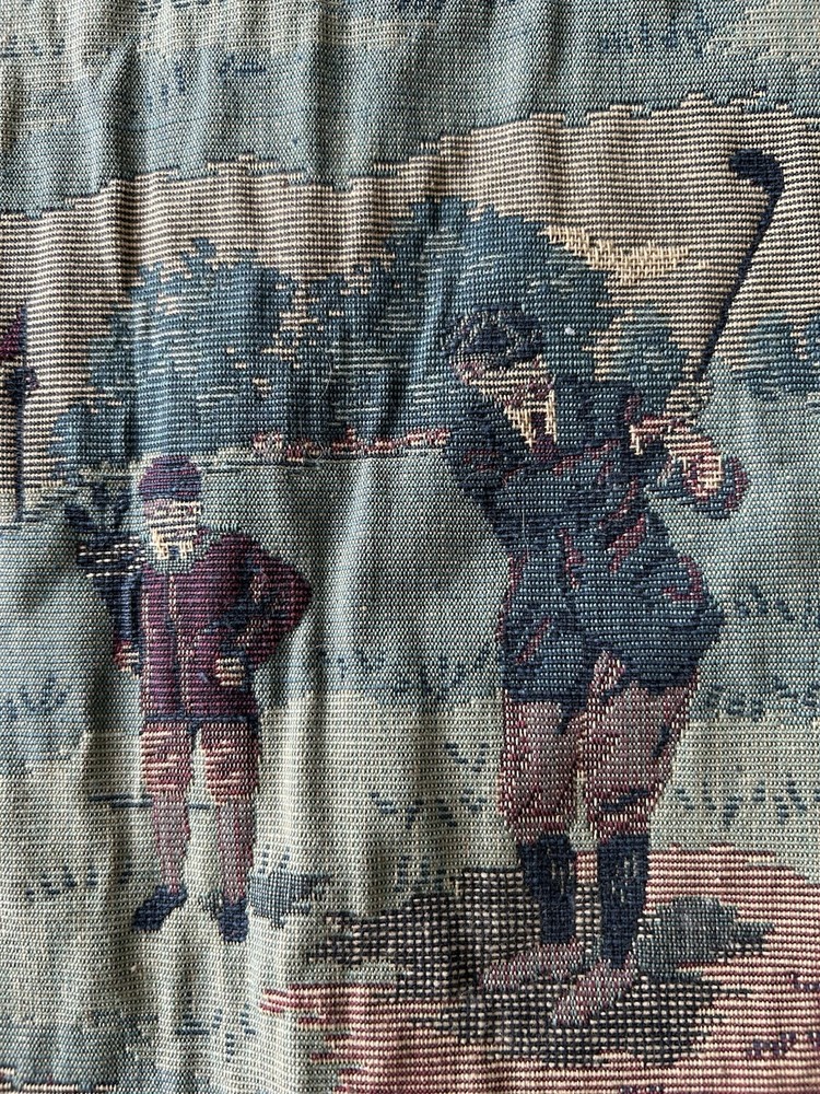 Tapestry Fabric Golfers Theme Raw Edge Width 23-26.5 Inches X Length 56.5 Inches