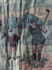 Tapestry Fabric Golfers Theme Raw Edge Width 23-26.5 Inches X Length 56.5 Inches