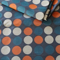 Vtg A. Gerard Maharam Upholstery Fabric MCM “Circles” Orange, Gray, Turq 3.7 yds