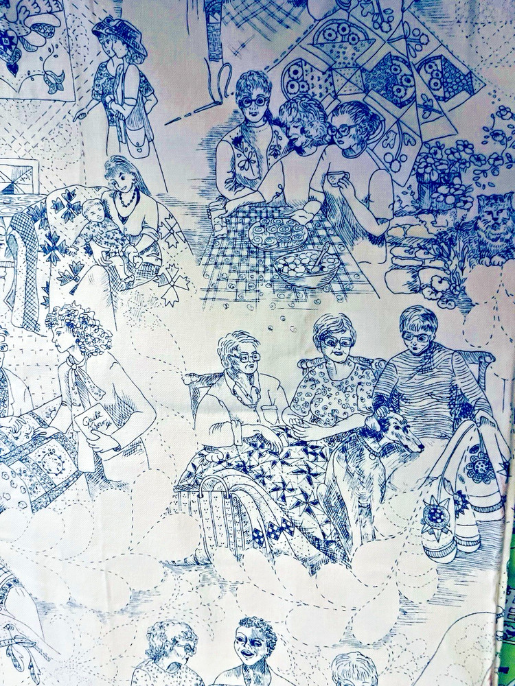 NOVELTY Sewing Quiltie Ladies by Sallie Astheimer # 2267 BLUE for Andover BTFQ