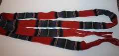 Pendleton Red Green Blue Black White Wool Strip 72″ Fabric Remnant w Fringe