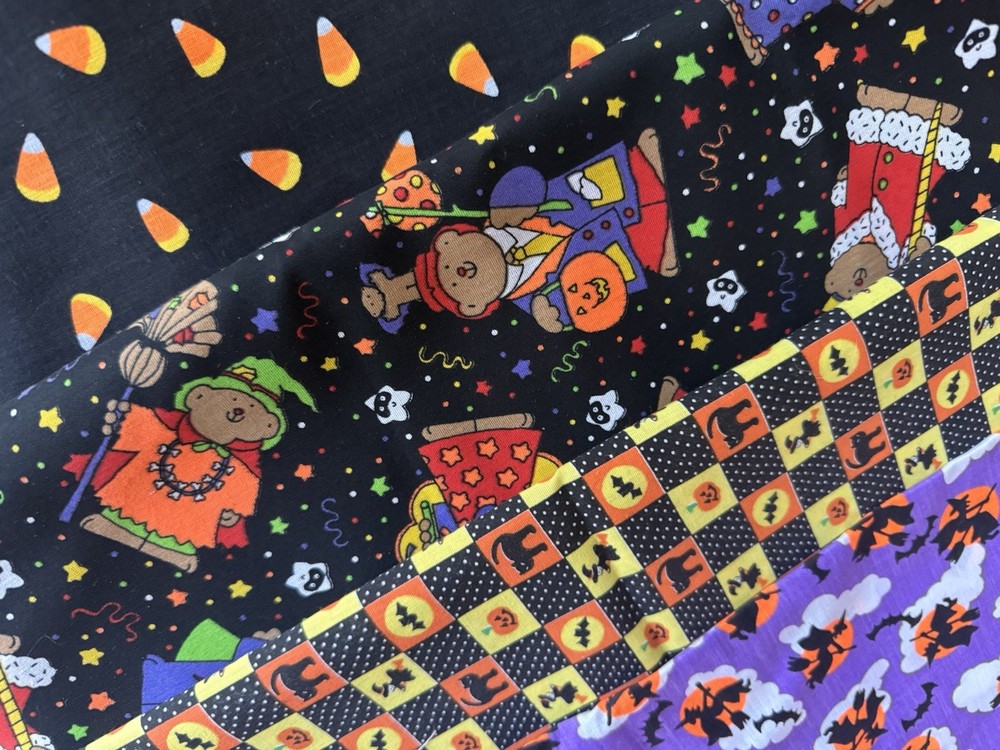 Joann Halloween (4) Fabrics Lot Quilt Costume Pillow Throw 7+ yds NEW