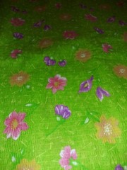 VTG General Fabrics co. Bright Green Fabric with Flowers 3 yards 31″ x 46″ wide