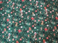 DEAR STELLA Christmas Tree Kitty Ornaments Stars Cotton Quilting Fabric BTY