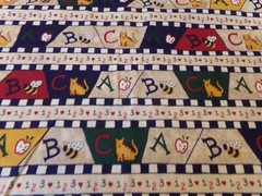1/2 YD X 44″VINTAGE THE OLD COUNTRY STORE ABC STRIPES/SPRING #587