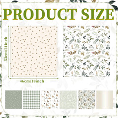 8 Pcs Sage Green Floral Cotton Fabric Bundles 18 X21 Inch Greenery Fat Quarters