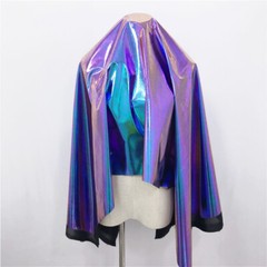 Metallic Laser Stretch Fabric Purple Turquoise Holographic Crafts Material Shiny