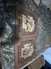 Rawhide western cowboys rodeo pillow panel fabric 2 Pieces