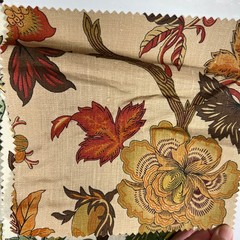 Designer Fabric Sample Dogwood Floral SP-695 Porcelain Linen Cream Brown Green