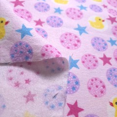 Yellow Rubber Ducks and Stars Pink Flannel Fabric 45″ By The Yard