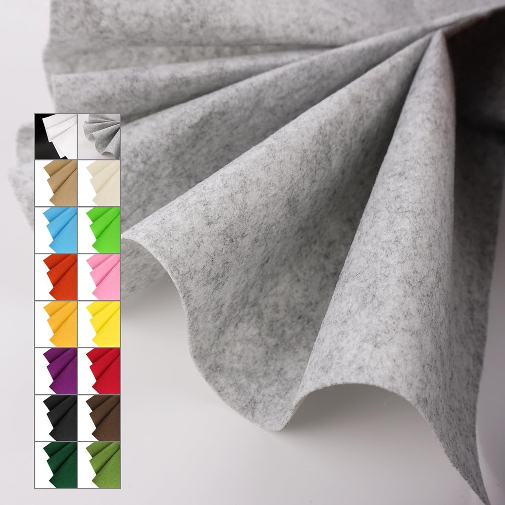 Grey Felt Fabric 36×36 Inch 1 Square Yard Stiff 1.2mm Thick Sewing DIY Craft