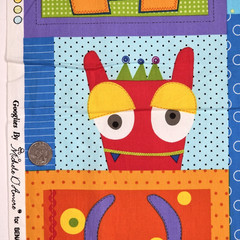 Googlies Monsters Cheater Quilt Blocks Juvenile Cotton Fabric Benartex 1.5 YDS